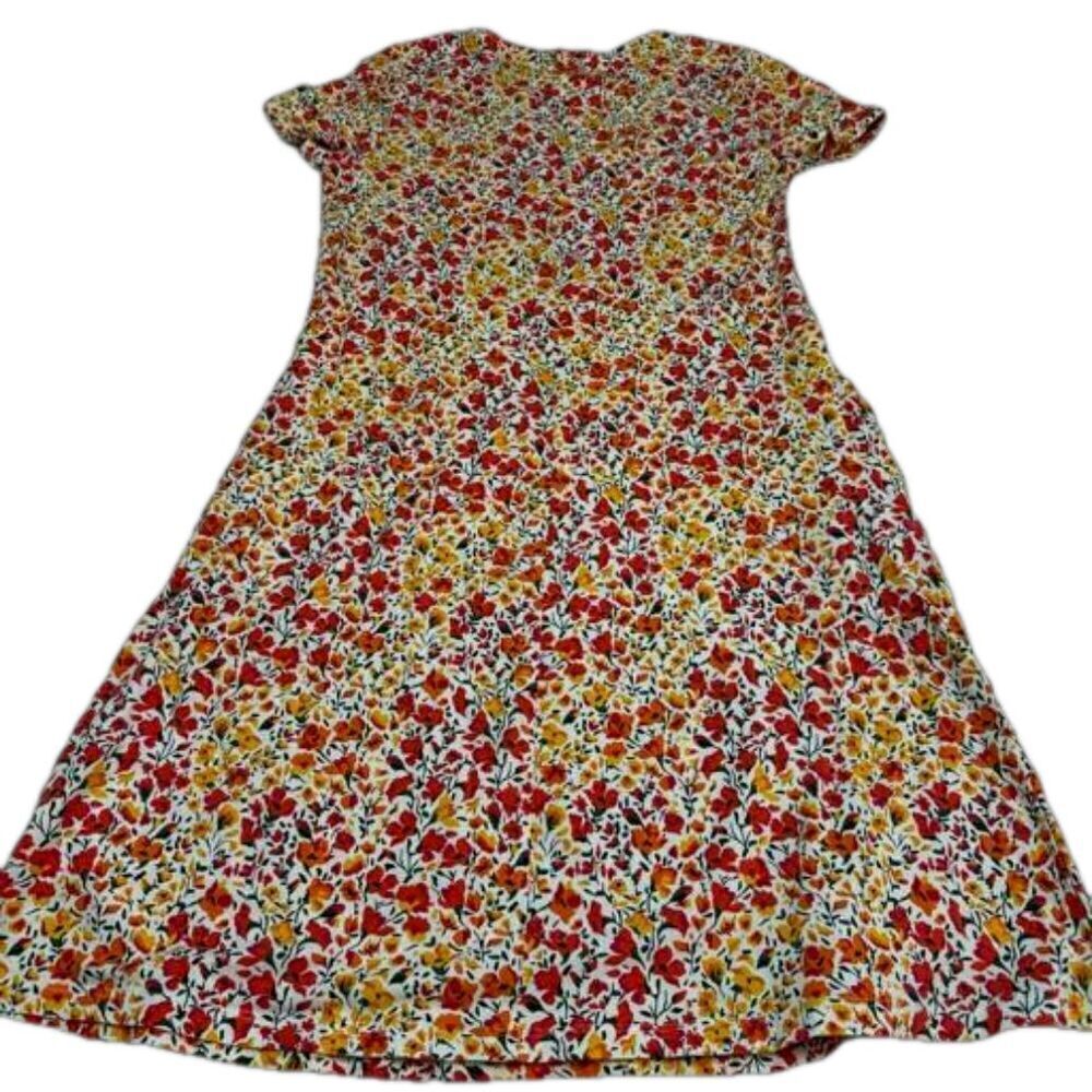 Isaac Mizrahi Live Orange Yellow Floral Short Sleeve A Line Dress Pockets SizeXS - Picture 12 of 12